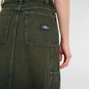 DICKIES W - LONG DENIM CARPENTER SKIRT - Green Tone Fade