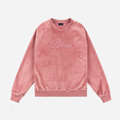 DIME - CREWNECK CURSIVE VELVET-  Dusty pink