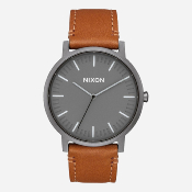 NIXON - PORTER LEATHER - Gunmetal / Charcoal / Taupe