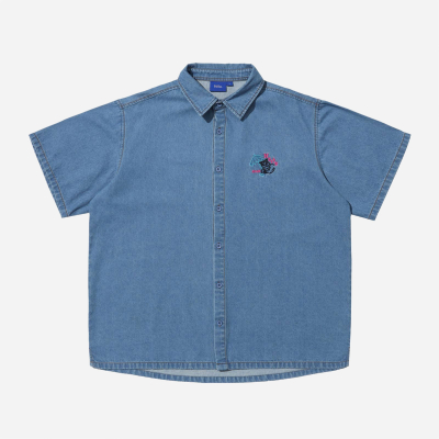 Helas - Bad Washed Denim Shirt - Light Blue