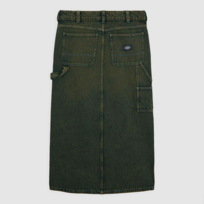 DICKIES W - LONG DENIM CARPENTER SKIRT - Green Tone Fade