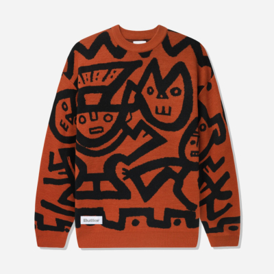 BUTTER GOODS x BLUE NOTE - AFRO CUBAN KNITTED SWEATER - Rust