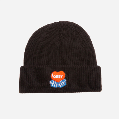 OBEY- HEART BEANIE - Black