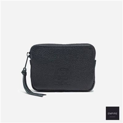 HERSCHEL OXFORD POUCH LEATHER - Black pebbled leather