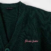 Goodies Sportive - Lambwool Boxy Cardigan - Green / Pink