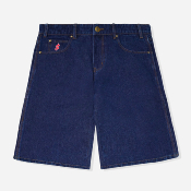 CASH ONLY - LOGO DENIM SHORTS - Raw Indigo