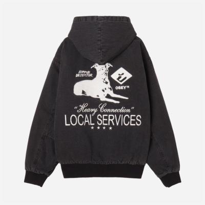 OBEY - LOCAL SERVICE ZIP UP HOOD - Faded Black