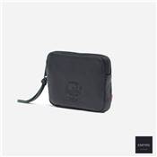 HERSCHEL OXFORD POUCH LEATHER - Black pebbled leather