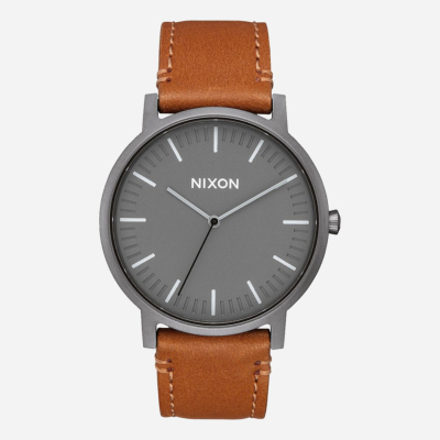 NIXON - PORTER LEATHER - Gunmetal / Charcoal / Taupe