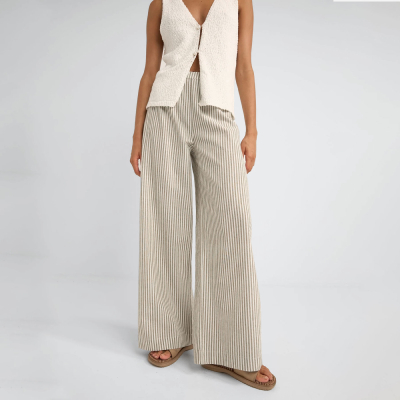 Rhythm W - Valley Stripe Oversized Wide Leg Pant - Ivy