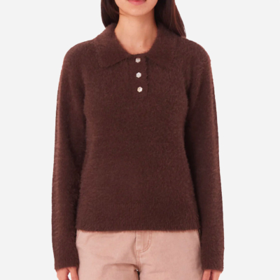 OBEY W - ESME POLO SWEATER - Chocolate