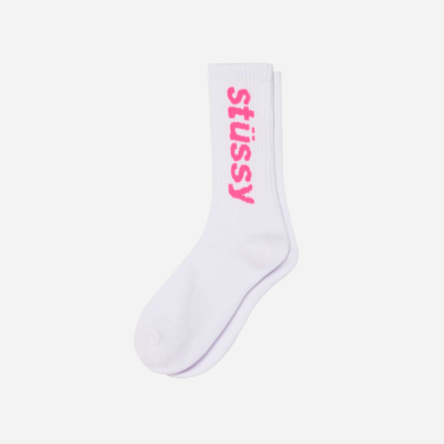 STUSSY - HELVETICA SOCKS - White Pink