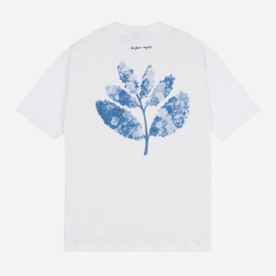 Magenta - Blue Flower Collab Tee - White