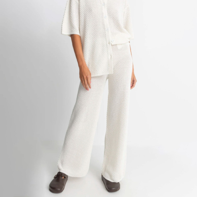 RHYTHM - DUNE WIDE LEG KNIT PANT - White