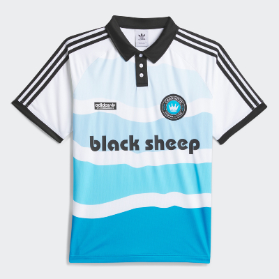 Adidas Skateboarding x Black Sheep x CLTFC - Football Jersey - White / Sharp Blue / Black