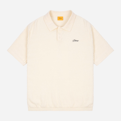 DIME - WAVE CABLE KNIT POLO - Cream