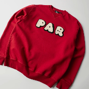 Parra - Rounded PAR Crew Neck Sweatshirt - Ruby red