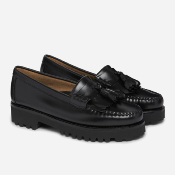 G.H. BASS - WEEJUNS 90 Esther Kiltie Tassel Loafers - Black Leather