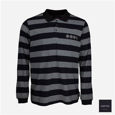 INDEPENDENT CHAIN CROSS RUGBY SHIRT - Black Stripe