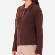 OBEY W - ESME POLO SWEATER - Chocolate