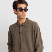 Rhythm - MOHAIR BUTTON UP KNIT - Olive