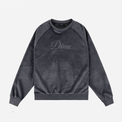 DIME - CREWNECK CURSIVE VELVET-  Smoke