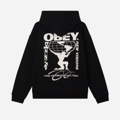 OBEY - NEW VISIONS EXTRA HEAVY HOOD - Black