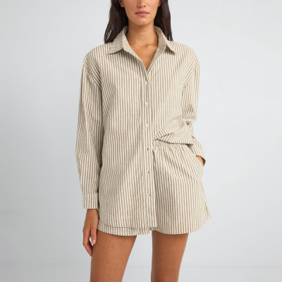 Rhythm W - Valley Stripe Oversized Shirt - Ivy