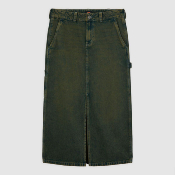 DICKIES W - LONG DENIM CARPENTER SKIRT - Green Tone Fade