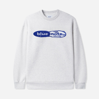 BUTTER GOODS x BLUE NOTE - RECORDS LOGO FELT APPLIQUE CREW - Ash