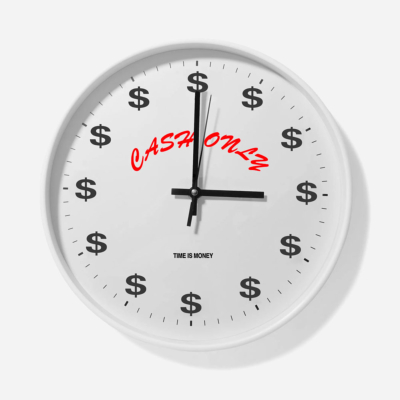 CASH ONLY - TIME IS MONEY WALL CLOCK - White