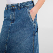 DICKIES W - LONG DENIM CARPENTER SKIRT - Rinsed Fade