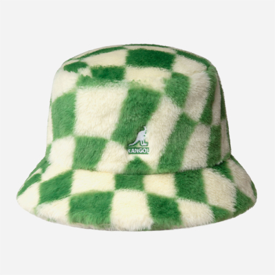 Kangol - Faux Fur Bucket - Green Check